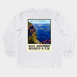 Vintage Travel Poster Australia Blue Mountains Kids Long Sleeve T-Shirt